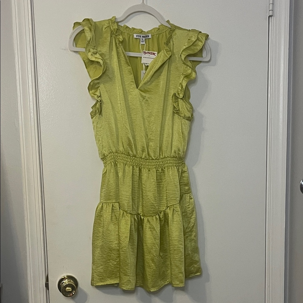 Anthropologie Lime Ruffle Dress